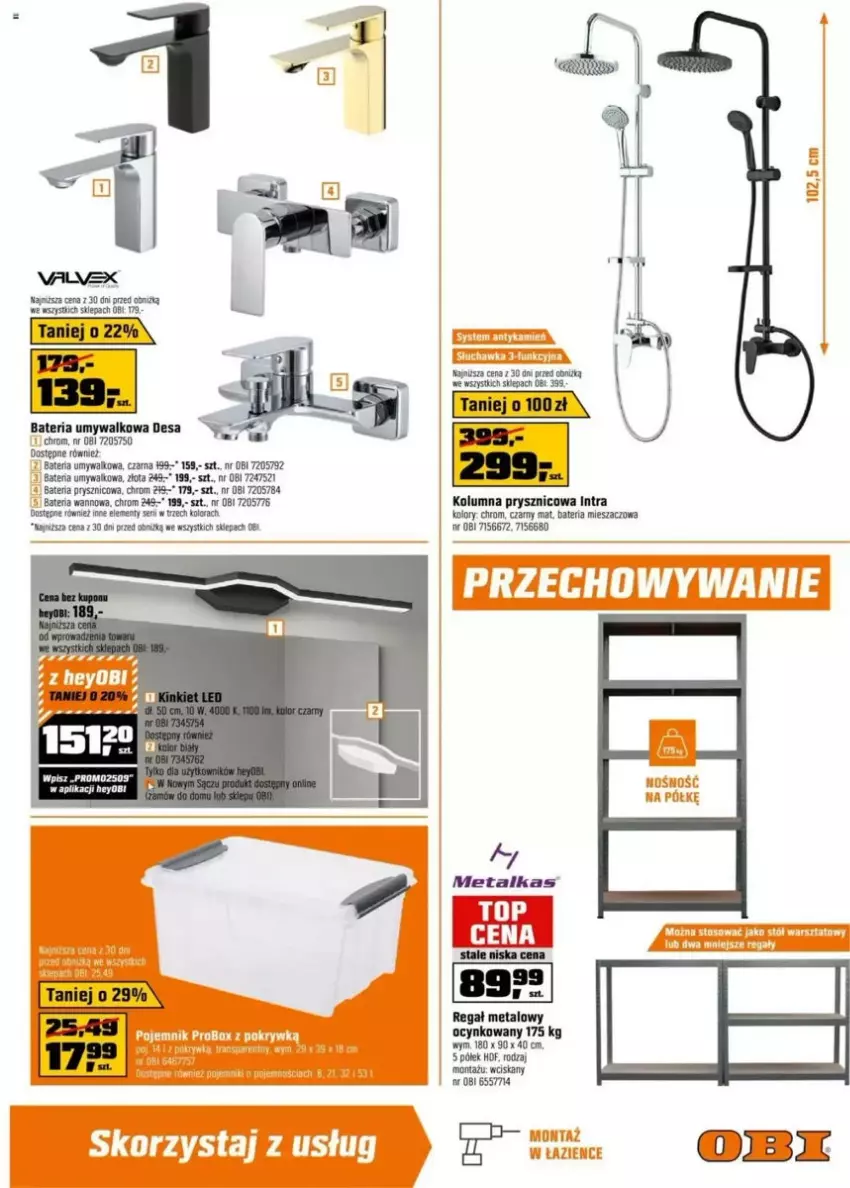 Gazetka promocyjna Obi - ważna 21.05 do 03.06.2025 - strona 20 - produkty: Bateria, Bateria umywalkowa, Bateria wannowa, Cynk, Fa, Regał, Regał metalowy, Sos