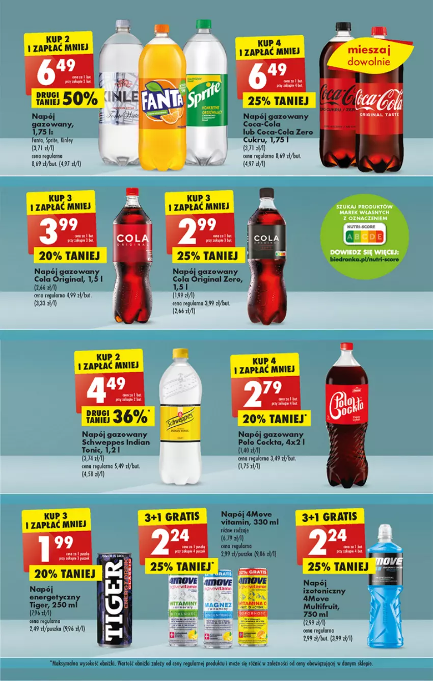 Gazetka promocyjna Biedronka - ważna 17.04 do 22.04.2023 - strona 33 - produkty: Coca-Cola, Fa, Fanta, Gin, Gra, Napój, Napój gazowany, Por, Schweppes, Sok