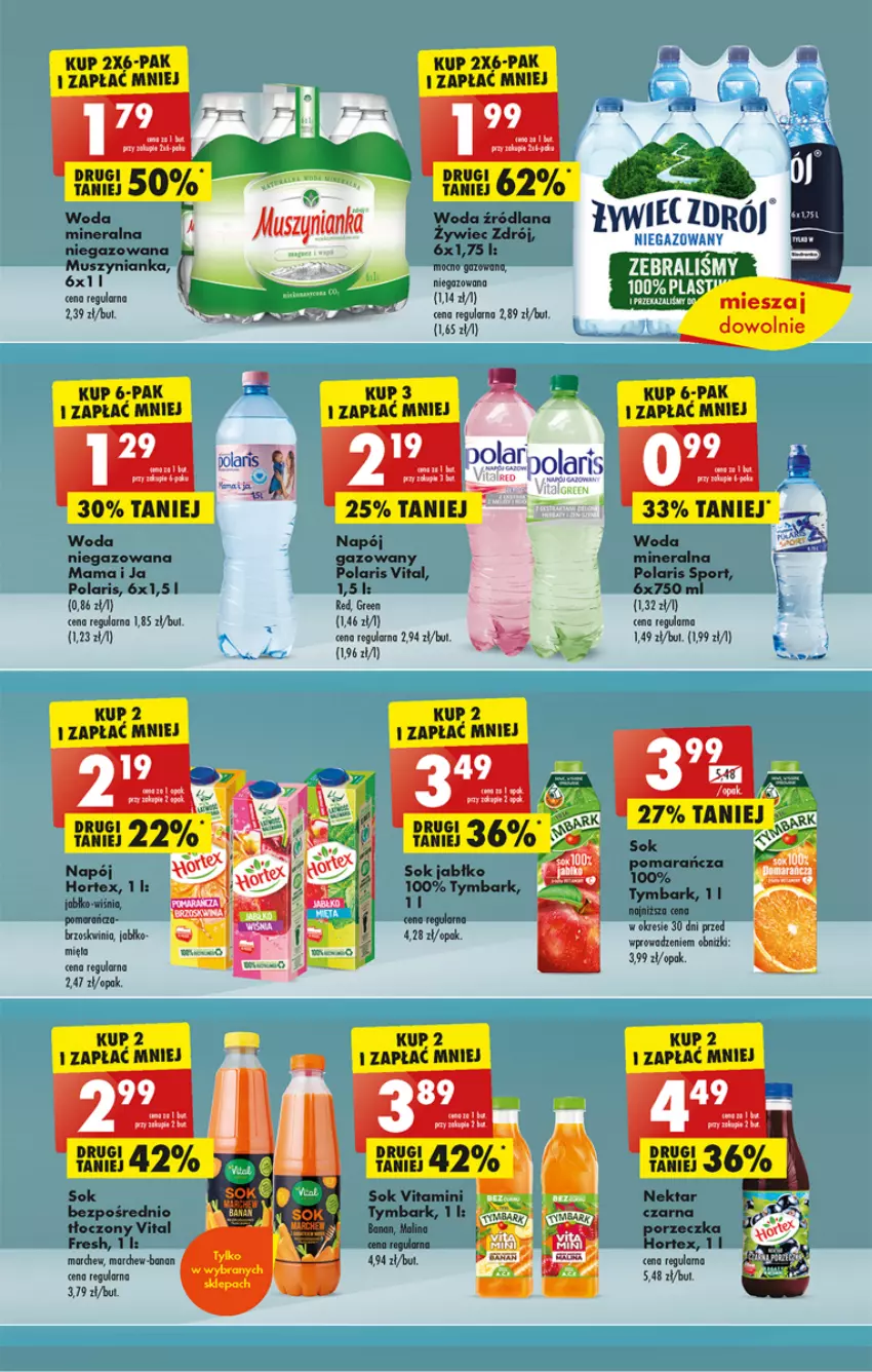 Gazetka promocyjna Biedronka - ważna 17.04 do 22.04.2023 - strona 35 - produkty: Hortex, Mięta, Mus, Muszynianka, Napój, Nektar, Por, Sok, Tymbark, Woda