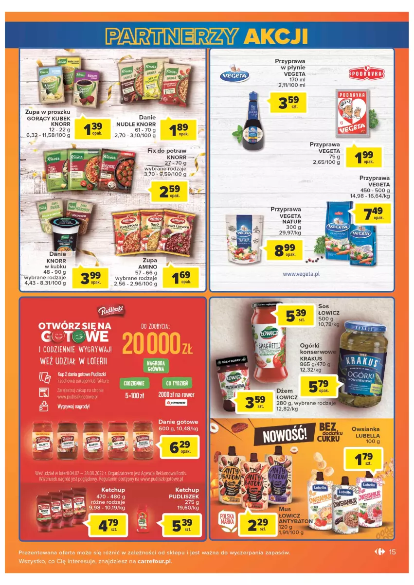 Gazetka promocyjna Carrefour - Gazetka Market - ważna 05.07 do 30.07.2022 - strona 15 - produkty: Baton, Bell, Bella, Knorr, Kubek, Lubella, Owsianka, Przyprawa w płynie, Vegeta, Vegeta Natur, Zupa