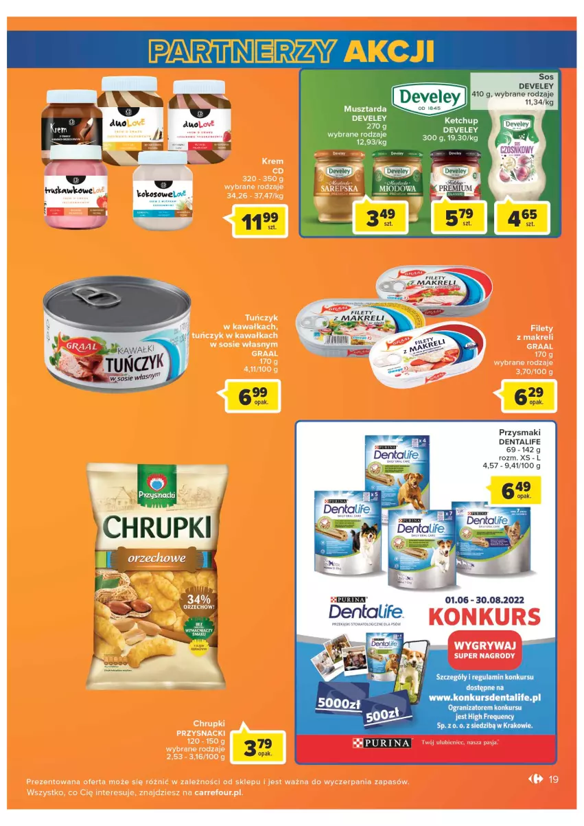 Gazetka promocyjna Carrefour - Gazetka Market - ważna 05.07 do 30.07.2022 - strona 19 - produkty: Chrupki, Gra, Mus, Musztarda, Przysmaki, Przysnacki, Pur, Purina, Sos