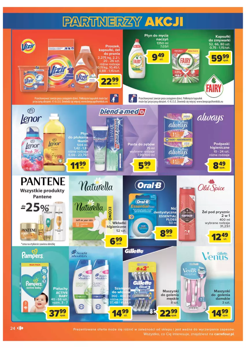 Gazetka promocyjna Carrefour - Gazetka Market - ważna 05.07 do 30.07.2022 - strona 24 - produkty: Dzieci, Gillette, Pantene, Pieluchy, Płyn do mycia, Podpaski, Wkładki, Zmywarki