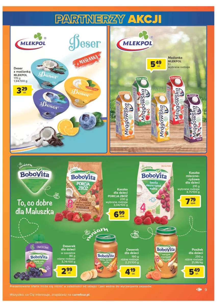 Gazetka promocyjna Carrefour - Gazetka Market - ważna 05.07 do 30.07.2022 - strona 9 - produkty: BoboVita, Deser, Dzieci, Fa, Maślanka, Por, Ryż, Ser, Serek