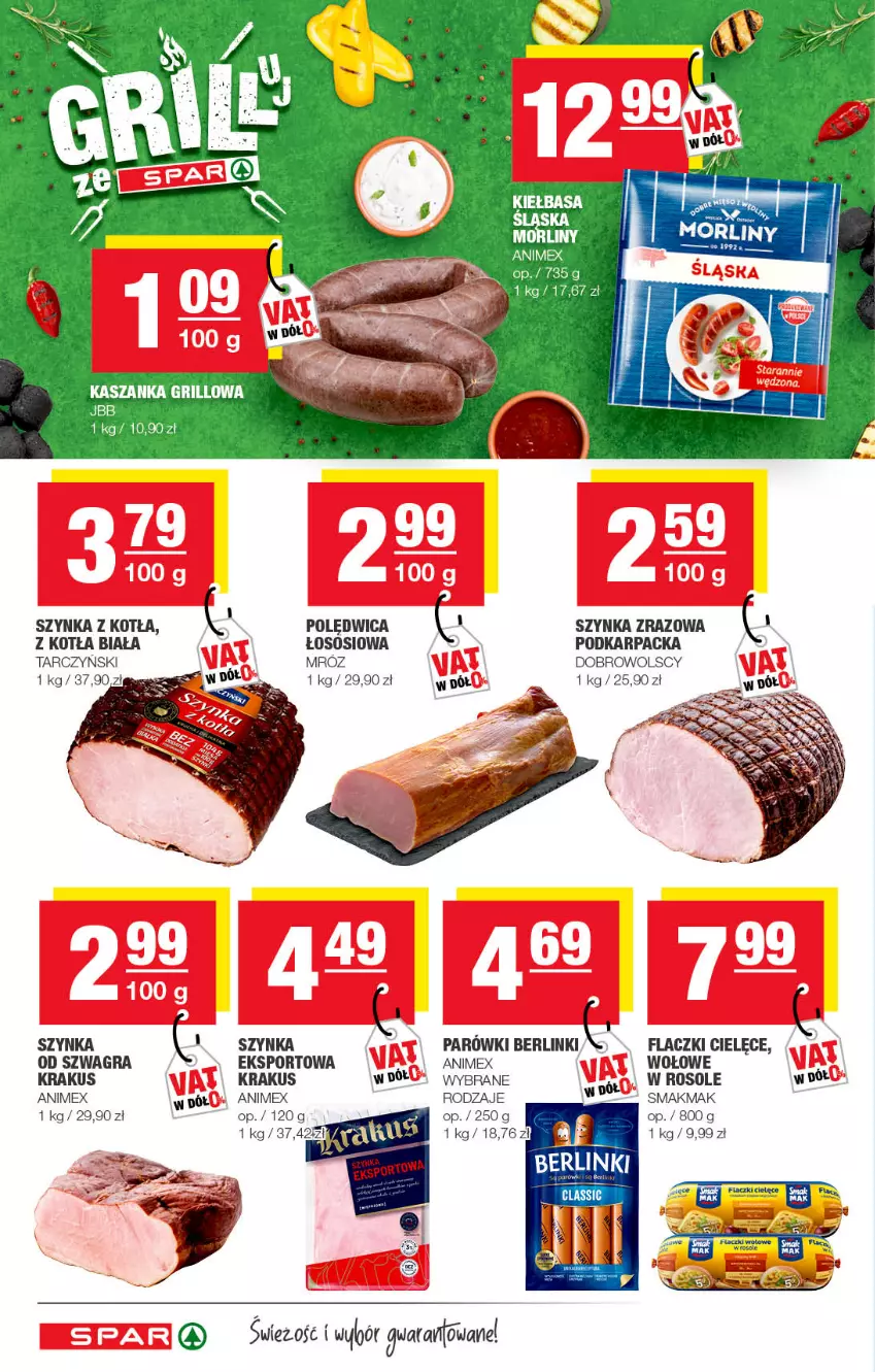 Gazetka promocyjna Spar - Spar - ważna 12.06 do 22.06.2022 - strona 4 - produkty: Berlinki, Gra, Karp, Kiełbasa, Kiełbasa śląska, Krakus, Morliny, Polędwica, Por, Sos, Sport, Szynka