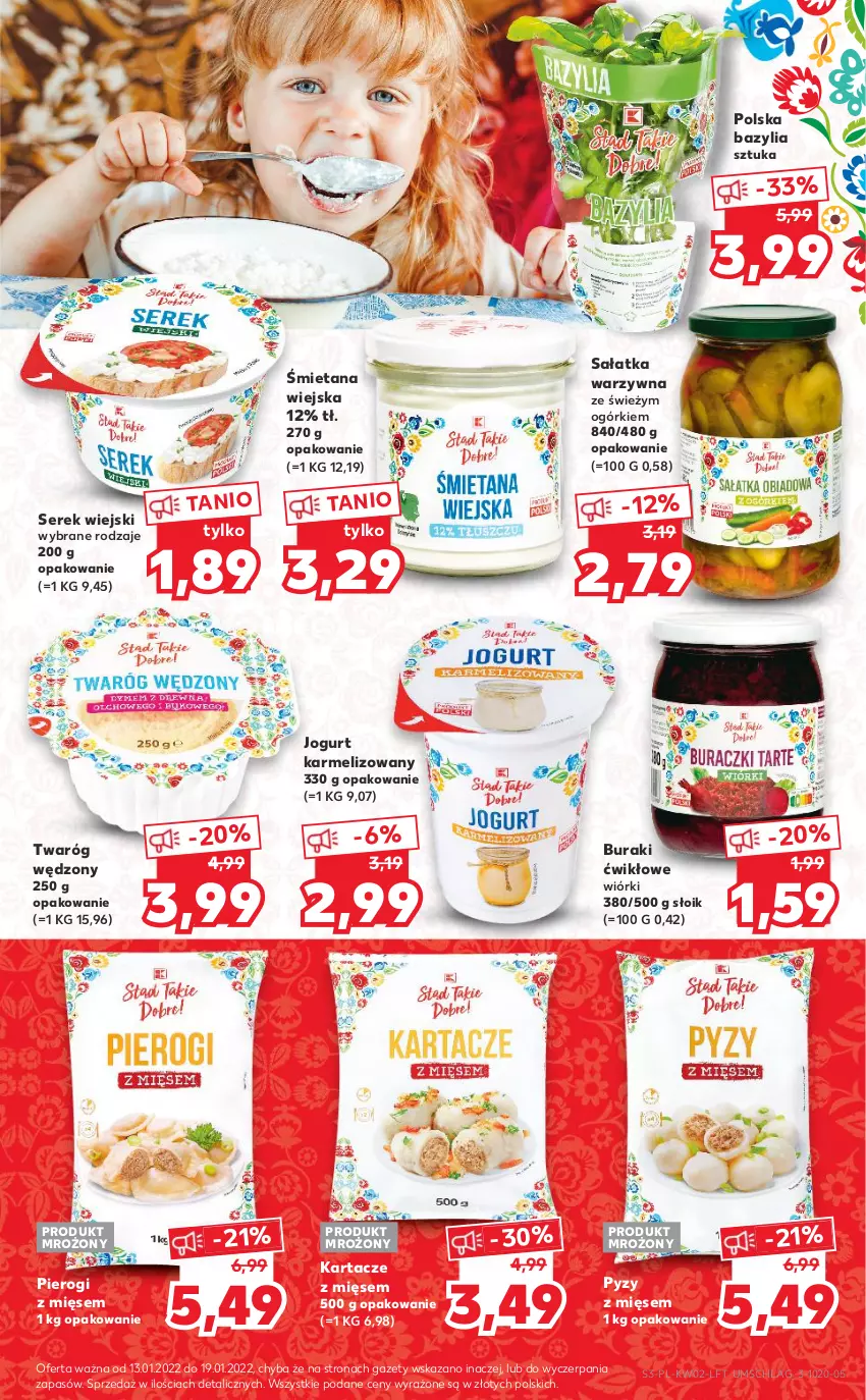 Gazetka promocyjna Kaufland - OFERTA TYGODNIA - ważna 13.01 do 19.01.2022 - strona 3 - produkty: Bazyl, Bazylia, Buraki, Jogurt, Pierogi, Sałat, Sałatka, Sałatka warzywna, Ser, Serek, Serek wiejski, Twaróg