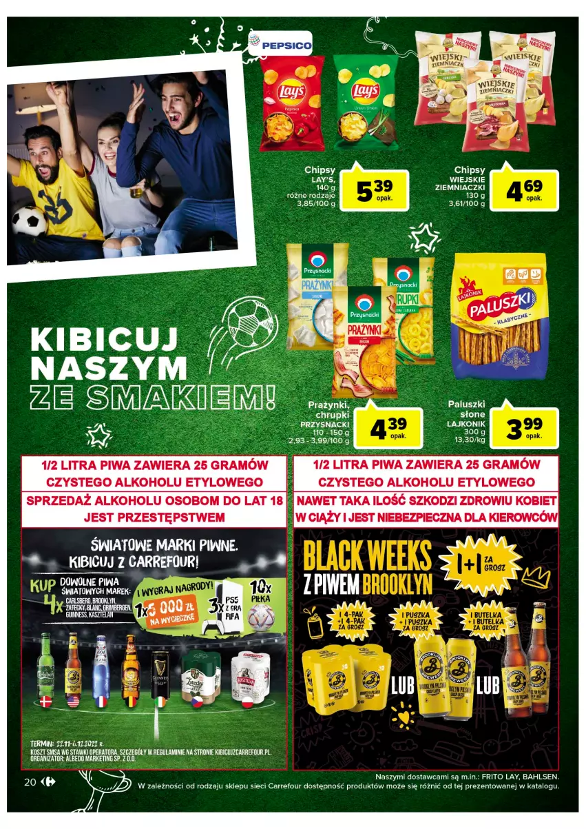 Gazetka promocyjna Carrefour - Gazetka Market - ważna 22.11 do 03.12.2022 - strona 22 - produkty: BIC, Chipsy, Chrupki, Gra, Kosz, Lajkonik, Piwa, Przysnacki