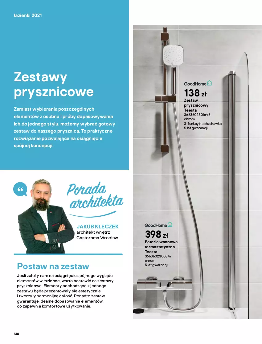 Gazetka promocyjna Castorama - Katalog Łazienki 2021 - ważna 01.10 do 31.12.2021 - strona 130 - produkty: Astor, Bateria, Bateria wannowa, O nas, Por, Rama, Termos, Zestaw prysznicowy