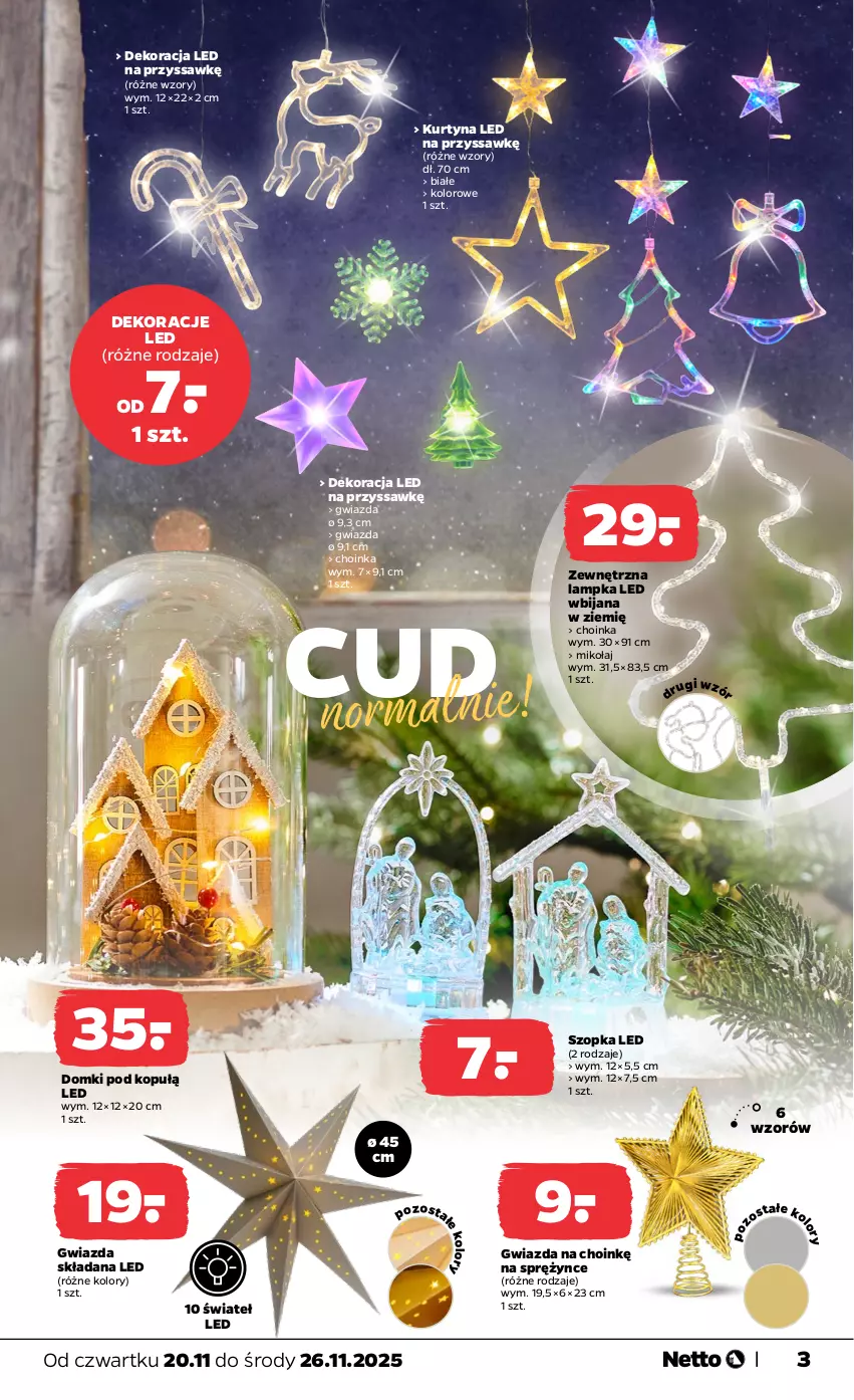 Gazetka promocyjna Netto - Od Czwartku Przemysłowa - ważna 20.11 do 26.11.2025 - strona 3 - produkty: Choinka, Dekoracja LED, Gwiazda, Inka