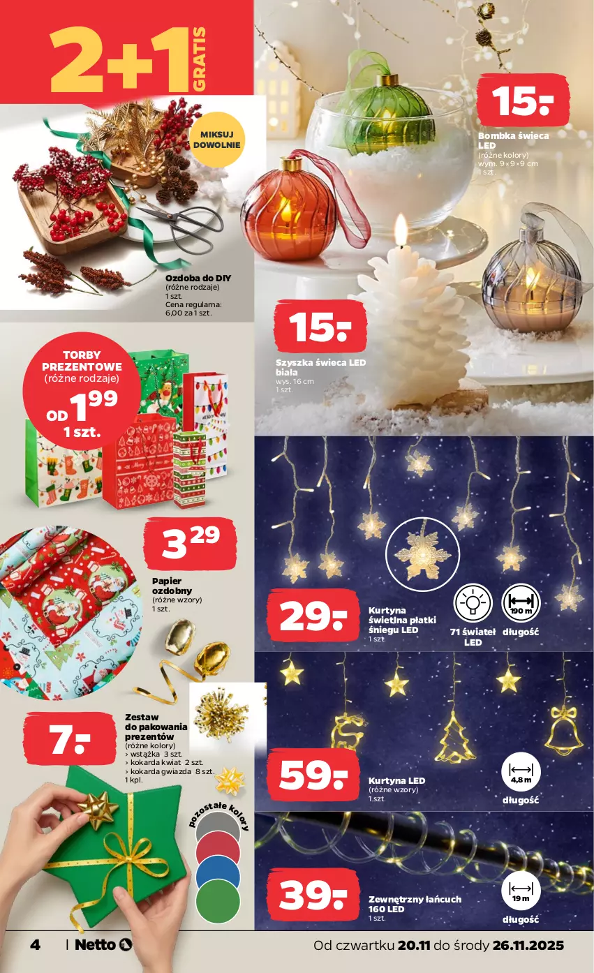 Gazetka promocyjna Netto - Od Czwartku Przemysłowa - ważna 20.11 do 26.11.2025 - strona 4 - produkty: Gra, Gwiazda, Ozdoba, Papier, Papier ozdobny, Wstążka