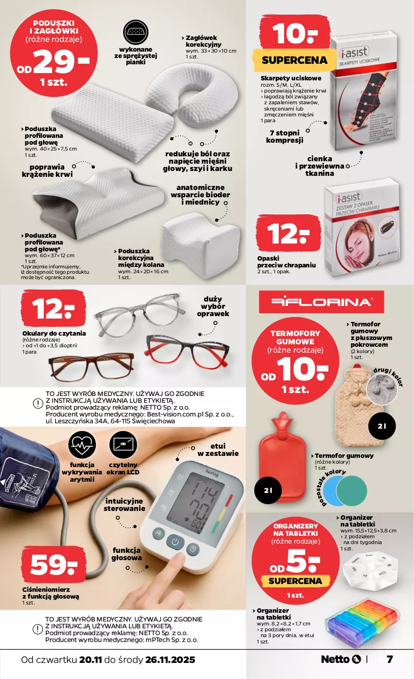Gazetka promocyjna Netto - Od Czwartku Przemysłowa - ważna 20.11 do 26.11.2025 - strona 7 - produkty: Atomic, Ciśnieniomierz, Gra, Karp, LANA, Okulary do czytania, Organizer, Poduszka, Por, Tablet, Top, Zagłówek