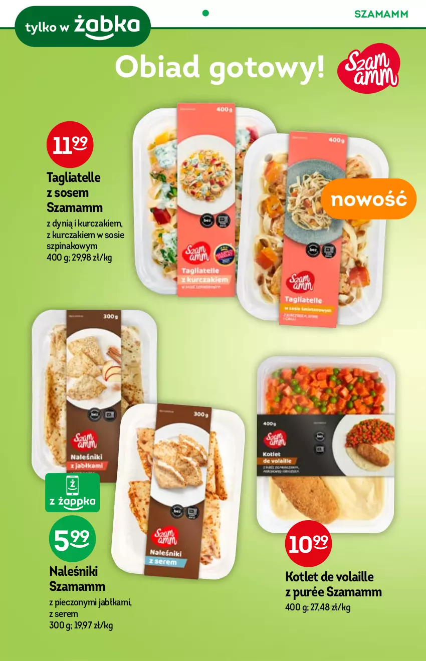 Gazetka promocyjna Żabka - ważna 05.01 do 18.01.2022 - strona 32 - produkty: Dynią, Jabłka, Kotlet, Kurczak, Naleśniki, Piec, Pur, Ser, Sos, Szpinak, Tagliatelle