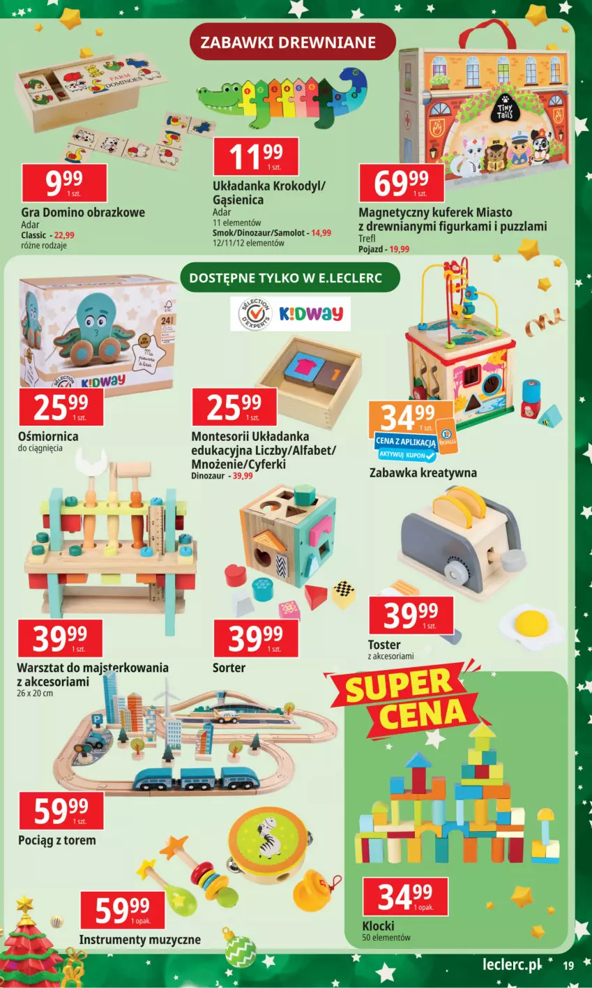 Gazetka promocyjna E Leclerc - Mikołaj - ważna 12.11 do 07.12.2024 - strona 19 - produkty: Amol, Dinozaur, Fa, Gra, Koc, Monte, Noż, Obraz, Pociąg, Pojazd, Rum, Samolot, Toster, Układanka, Zabawka