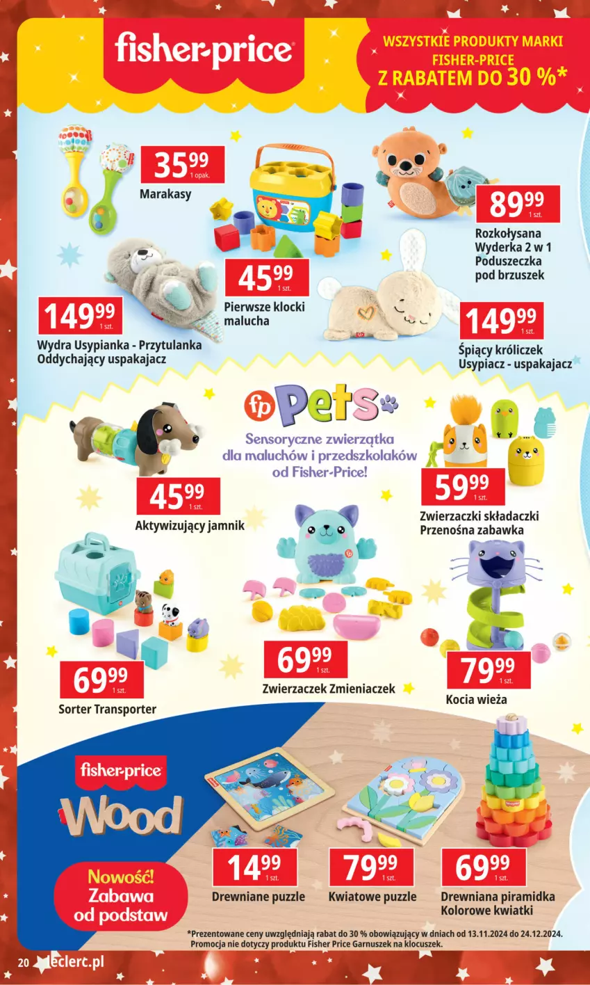 Gazetka promocyjna E Leclerc - Mikołaj - ważna 12.11 do 07.12.2024 - strona 20 - produkty: Fisher-Price, Garnuszek, Klocki, Koc, Puzzle, Zabawka