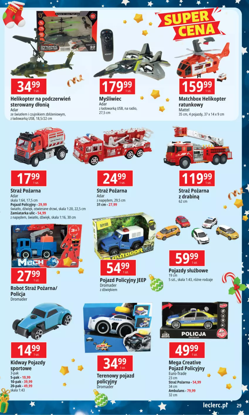 Gazetka promocyjna E Leclerc - Mikołaj - ważna 12.11 do 07.12.2024 - strona 29 - produkty: Drzwi, Helikopter, Mattel, Pojazd, Por, Robot, Sport, Straż pożarna, Tarka