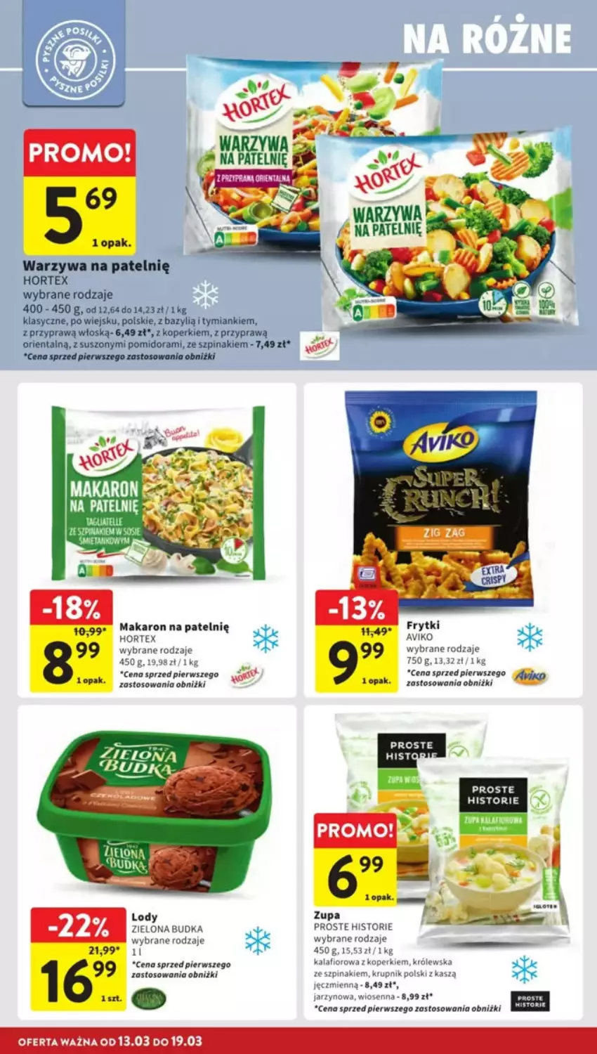 Gazetka promocyjna Intermarche - ważna 13.03 do 19.03.2025 - strona 10 - produkty: Bazyl, Hortex, Kalafior, Krupnik, Lody, Makaron, Szpinak, Warzywa, Zielona Budka, Zupa