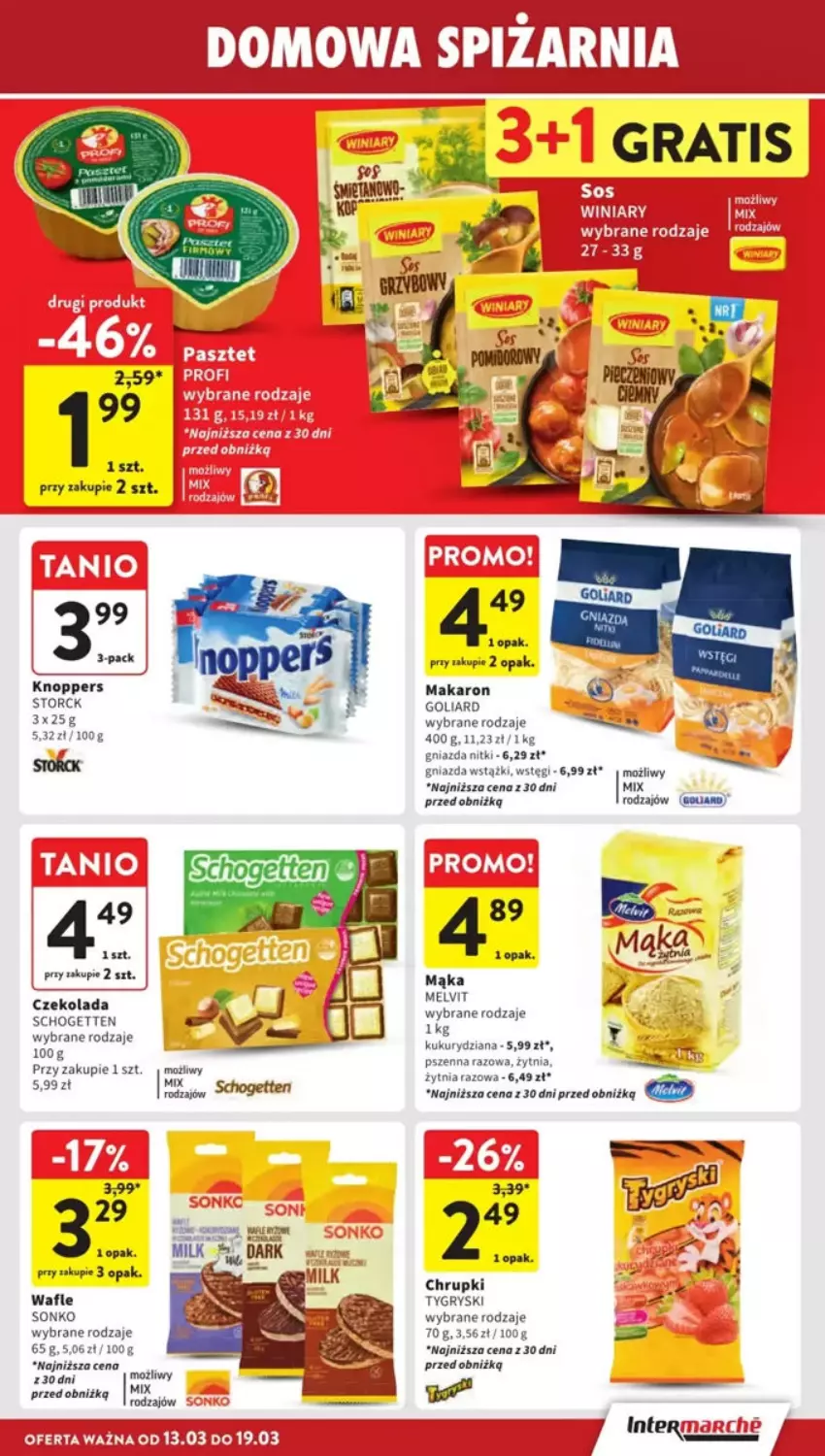 Gazetka promocyjna Intermarche - ważna 13.03 do 19.03.2025 - strona 20 - produkty: Chrupki, Czekolada, Gra, Gry, Knoppers, Mąka, Makaron, Melvit, Schogetten, Sonko, Wafle