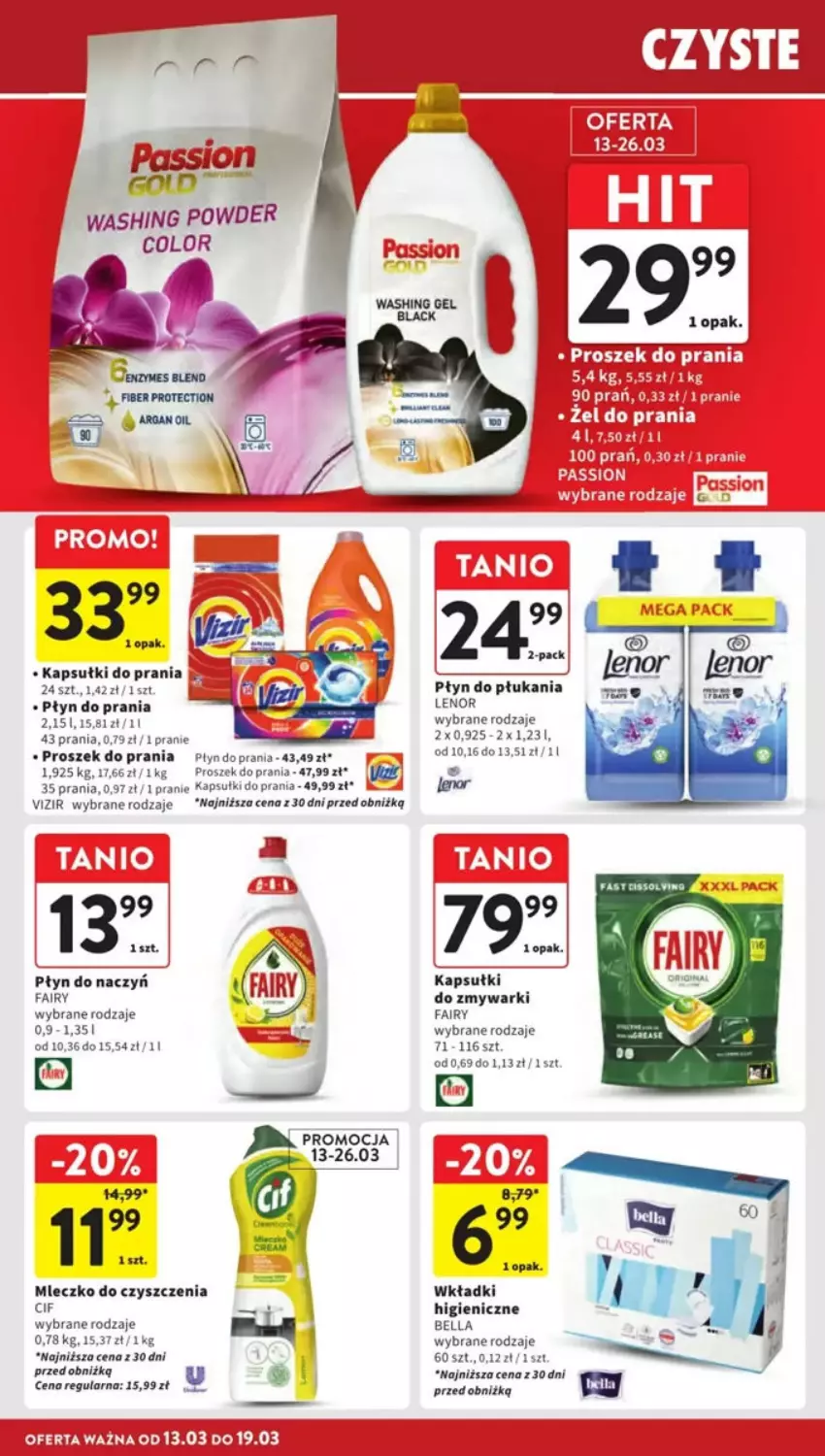 Gazetka promocyjna Intermarche - ważna 13.03 do 19.03.2025 - strona 26 - produkty: Bell, Bella, Cif, Fa, Fairy, Kapsułki do prania, Mleczko, Płyn do płukania, Płyn do prania, Proszek do prania, Vizir, Wkładki, Zmywarki