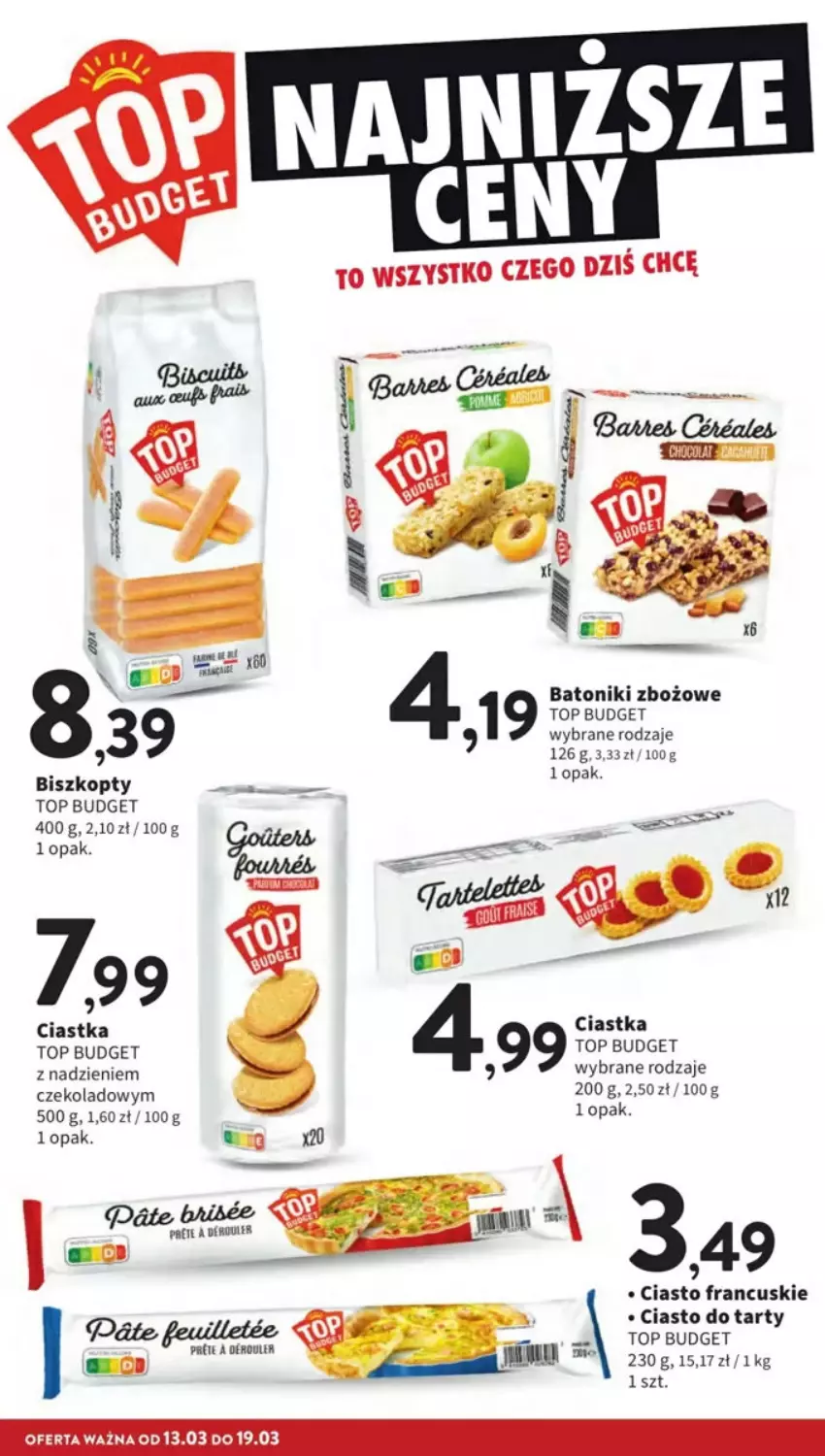 Gazetka promocyjna Intermarche - ważna 13.03 do 19.03.2025 - strona 39 - produkty: Baton, Biszkopty, Ciastka, Ciasto francuskie, Tonik, Top