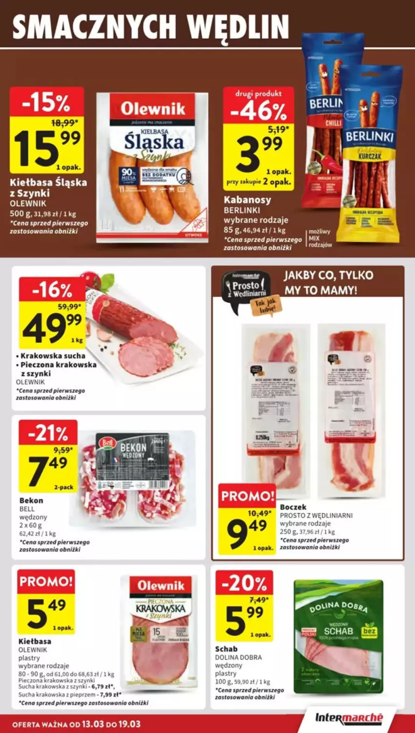 Gazetka promocyjna Intermarche - ważna 13.03 do 19.03.2025 - strona 7 - produkty: Beko, Bell, Berlinki, Boczek, Fa, Kabanos, Kiełbasa, Kiełbasa śląska, Olewnik, Piec, Pieprz