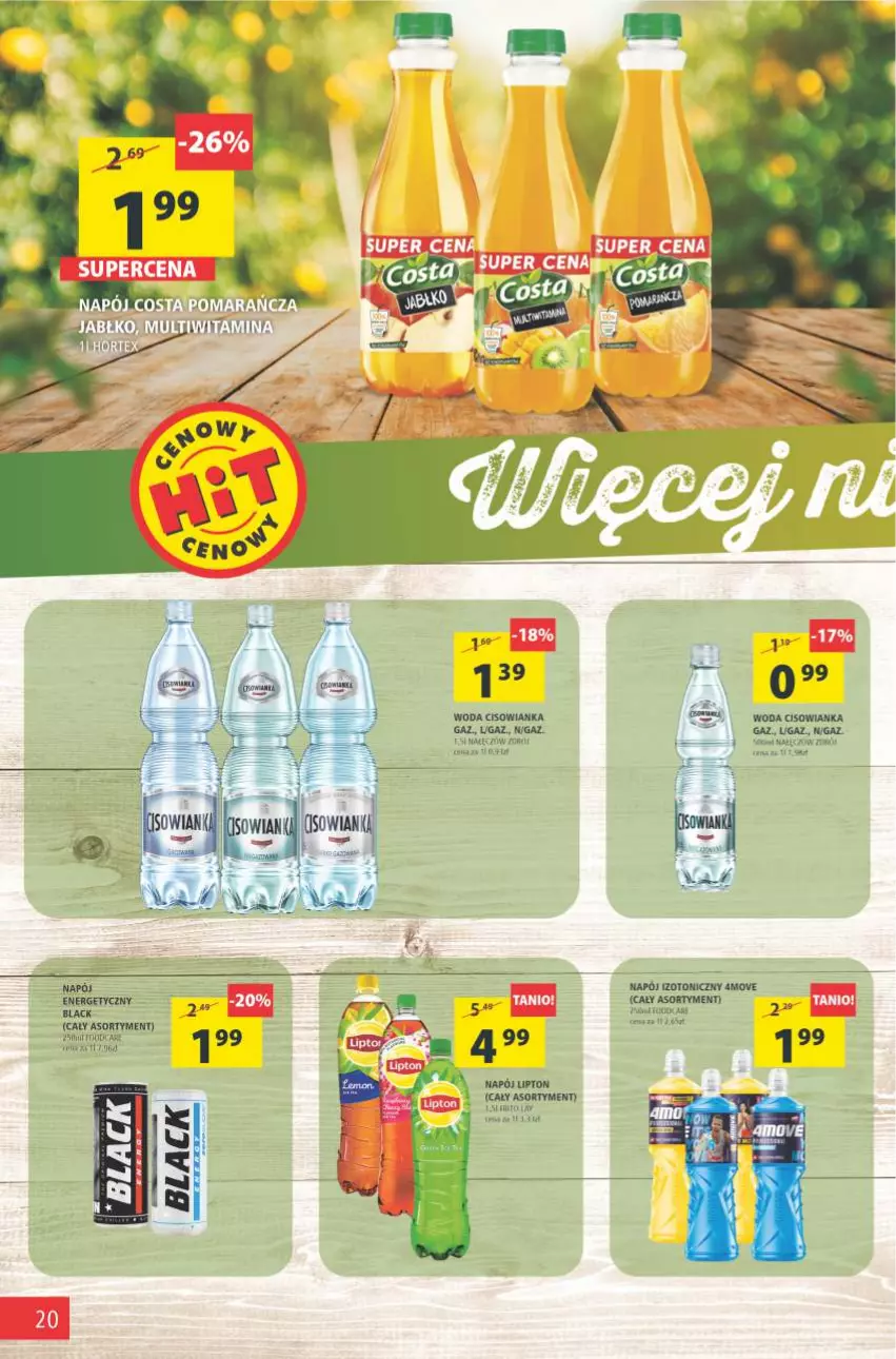 Gazetka promocyjna Arhelan - Gazetka - ważna 27.08 do 05.09.2021 - strona 20 - produkty: Cisowianka, Lack, Napój, Napój izotoniczny, Woda