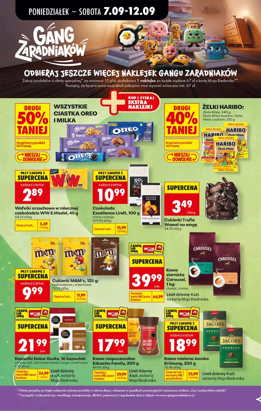 Gazetka promocyjna Biedronka - Gazetka - ważna 07.09 do 14.09.2026 - strona 8 - produkty: Ciastka, Cukier, Cukierki, Czekolada, Haribo, Jacobs, Kawa, Klej, Lindt, Mięta, Mus, Oreo, Papier, Sok, Wawel