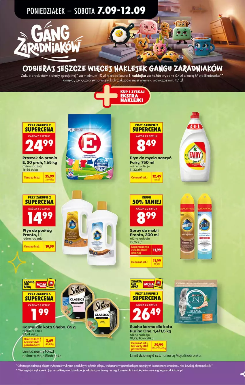 Gazetka promocyjna Biedronka - Gazetka - ważna 07.09 do 14.09.2026 - strona 9 - produkty: Do mycia naczyń, Fa, Fairy, Klej, Mięta, Mus, Płyn do mycia, Płyn do mycia naczyń, Pronto, Proszek do prania, Pur, Purina, Sheba