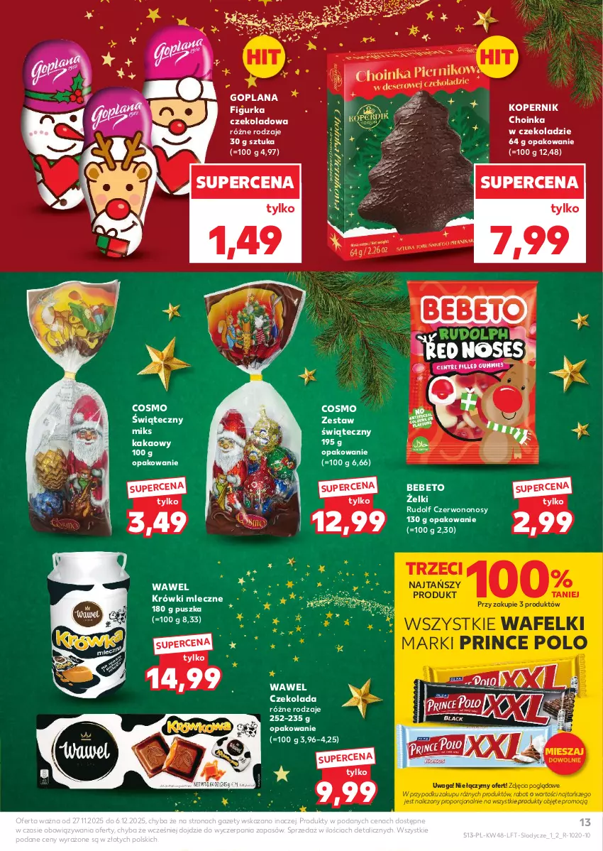 Gazetka promocyjna Kaufland - Gazetka tygodnia - ważna 27.11 do 03.12.2025 - strona 13 - produkty: Choinka, Czekolada, Goplana, Inka, Kakao, Krówki mleczne, LANA, Lody, Por, Prince Polo, Waga, Wawel
