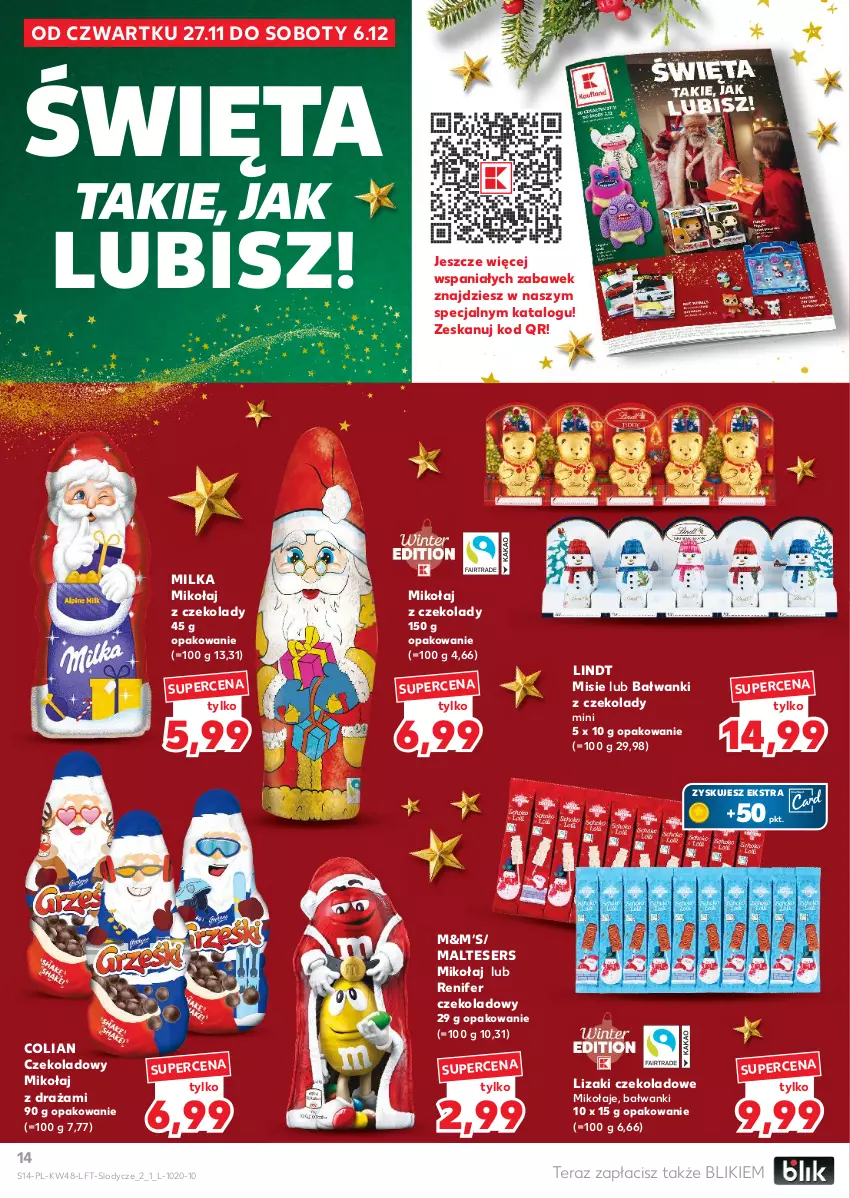 Gazetka promocyjna Kaufland - Gazetka tygodnia - ważna 27.11 do 03.12.2025 - strona 14 - produkty: Lindt, Lizaki, Lizaki czekoladowe, Lody, Milka, Renifer, Ser, Tera