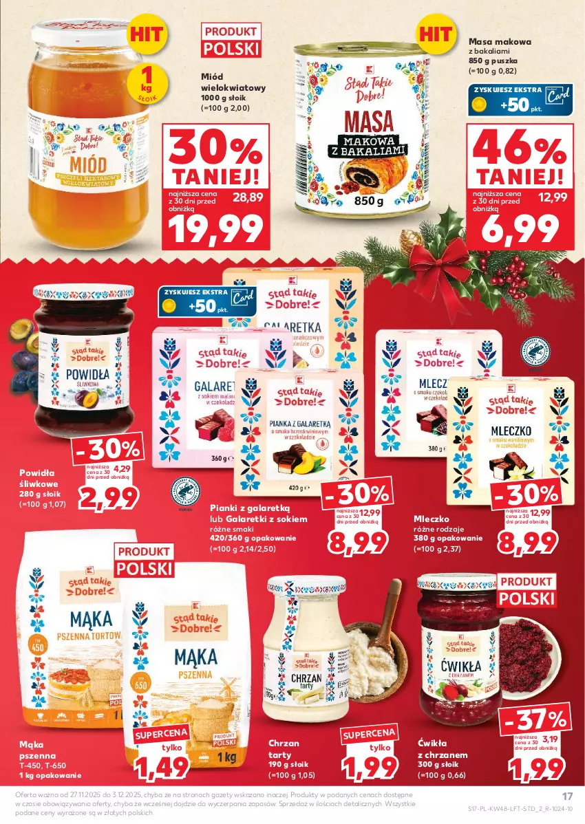 Gazetka promocyjna Kaufland - Gazetka tygodnia - ważna 27.11 do 03.12.2025 - strona 17 - produkty: Chrzan, Gala, Galaretki, Mąka, Mąka pszenna, Miód, Mleczko, Sok