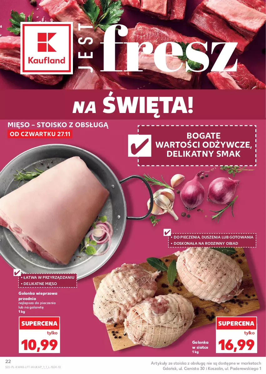 Gazetka promocyjna Kaufland - Gazetka tygodnia - ważna 27.11 do 03.12.2025 - strona 22 - produkty: Gala, Golonka wieprzowa, Kosz, Mięso, Piec, Szal