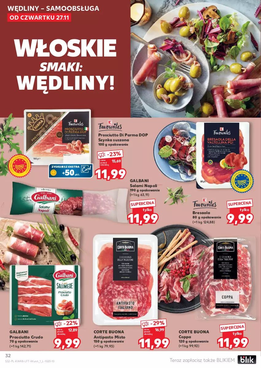 Gazetka promocyjna Kaufland - Gazetka tygodnia - ważna 27.11 do 03.12.2025 - strona 32 - produkty: Bresaola, Galbani, Prosciutto, Salami, Szynka, Tera