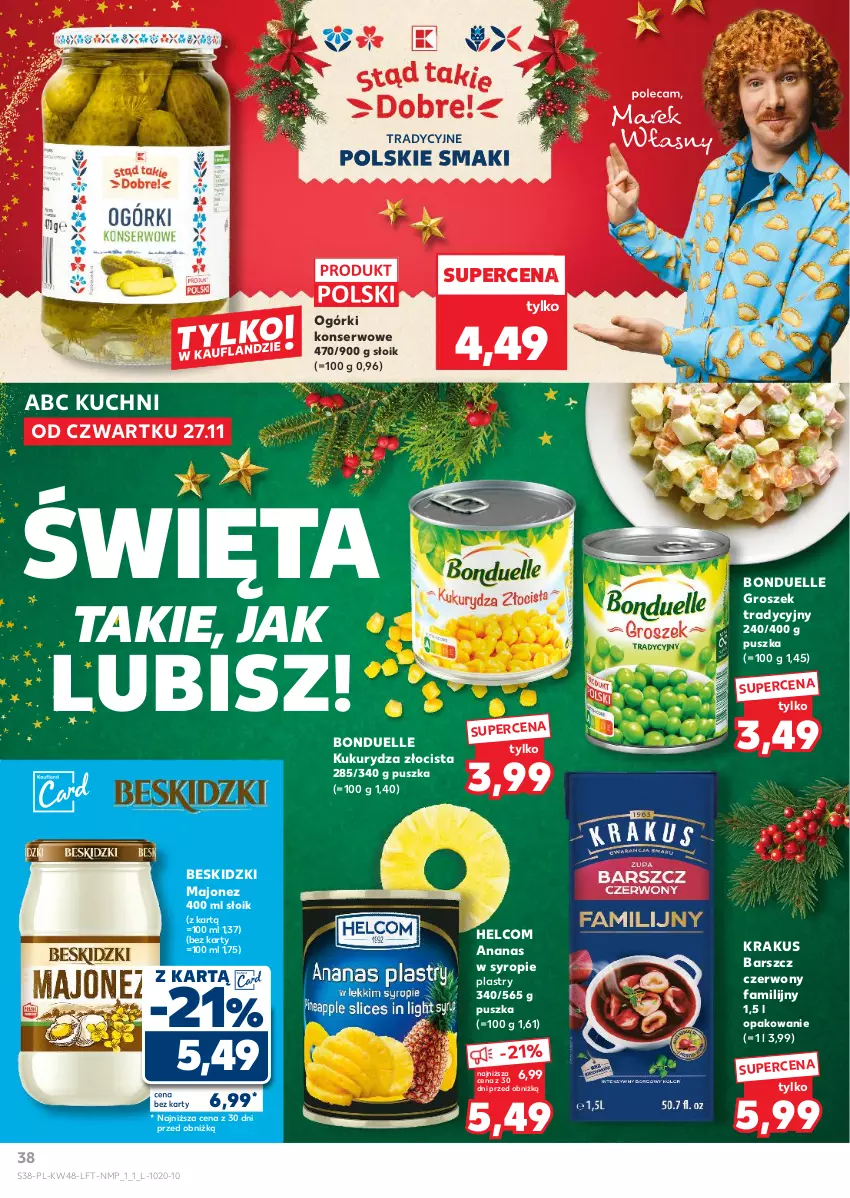 Gazetka promocyjna Kaufland - Gazetka tygodnia - ważna 27.11 do 03.12.2025 - strona 38 - produkty: Ananas, Beskidzki, Bonduelle, Fa, Groszek, HELCOM, Krakus, Kukurydza, Majonez, Ogórki konserwowe, Ser, Syrop