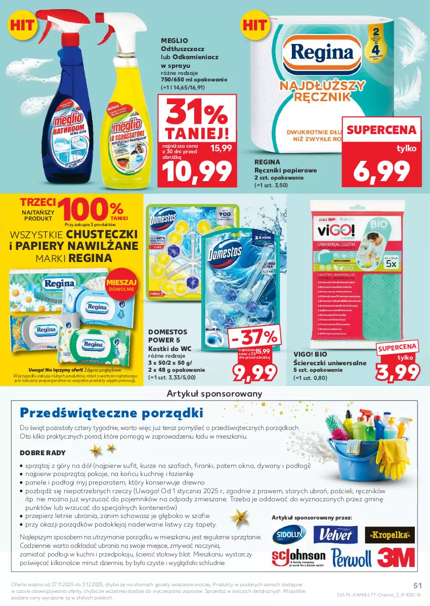 Gazetka promocyjna Kaufland - Gazetka tygodnia - ważna 27.11 do 03.12.2025 - strona 51 - produkty: Chusteczki, Domestos, Dywan, Fa, Gin, Klej, Odkamieniacz, Odtłuszczacz, Papier, Pojemnik, Por, Pościel, Ręcznik, Ręczniki papierowe, Ser, Sprzątanie, Szafa, Tapety, Tera, Ubrania, Waga