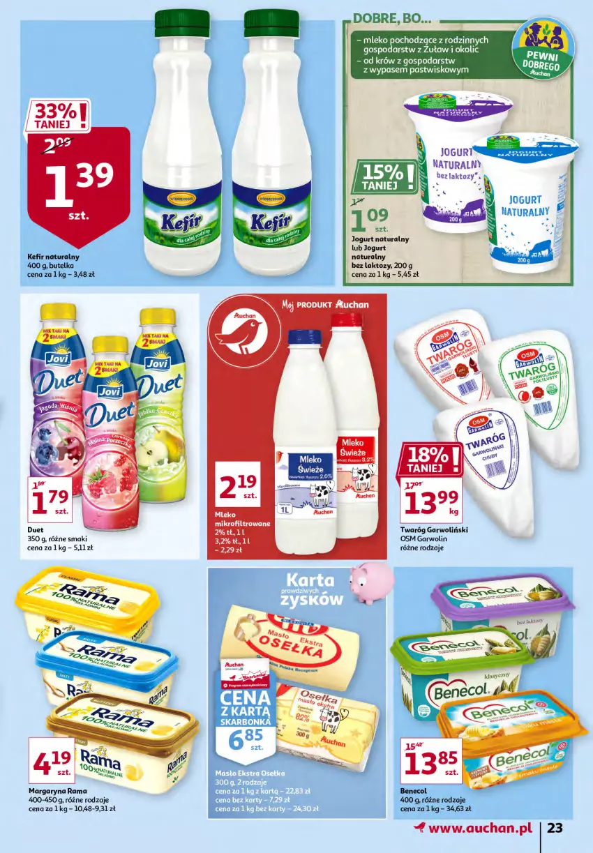 Gazetka promocyjna Auchan - Sezon na radość Hipermarkety - ważna 20.05 do 26.05.2021 - strona 23 - produkty: Benecol, Jogurt, Jogurt naturalny, Kefir, Kefir naturalny, Margaryna, Rama, Twaróg