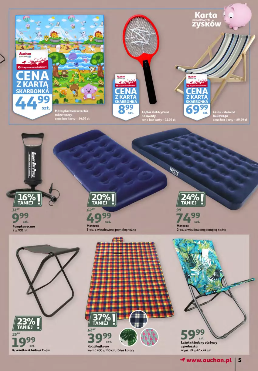 Gazetka promocyjna Auchan - Sezon na radość Hipermarkety - ważna 20.05 do 26.05.2021 - strona 5 - produkty: Koc, Materac, Noż, Pompka, Tera