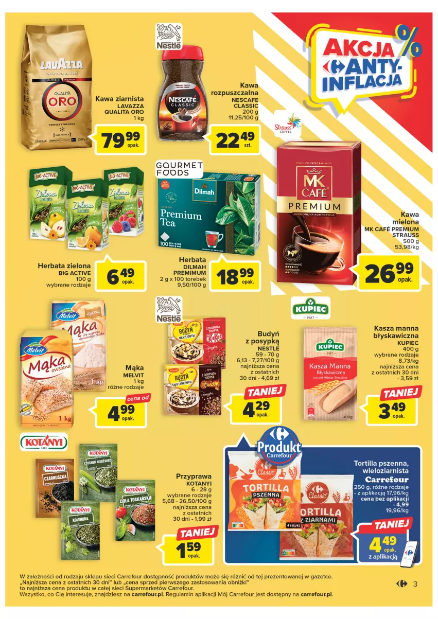 Gazetka promocyjna Carrefour - Gazetka Market - ważna 07.03 do 18.03.2023 - strona 5 - produkty: Budyń, Dilmah, Herbata, Kasza, Kawa, Kawa rozpuszczalna, Kawa ziarnista, Kupiec, Lavazza, Melvit, Piec