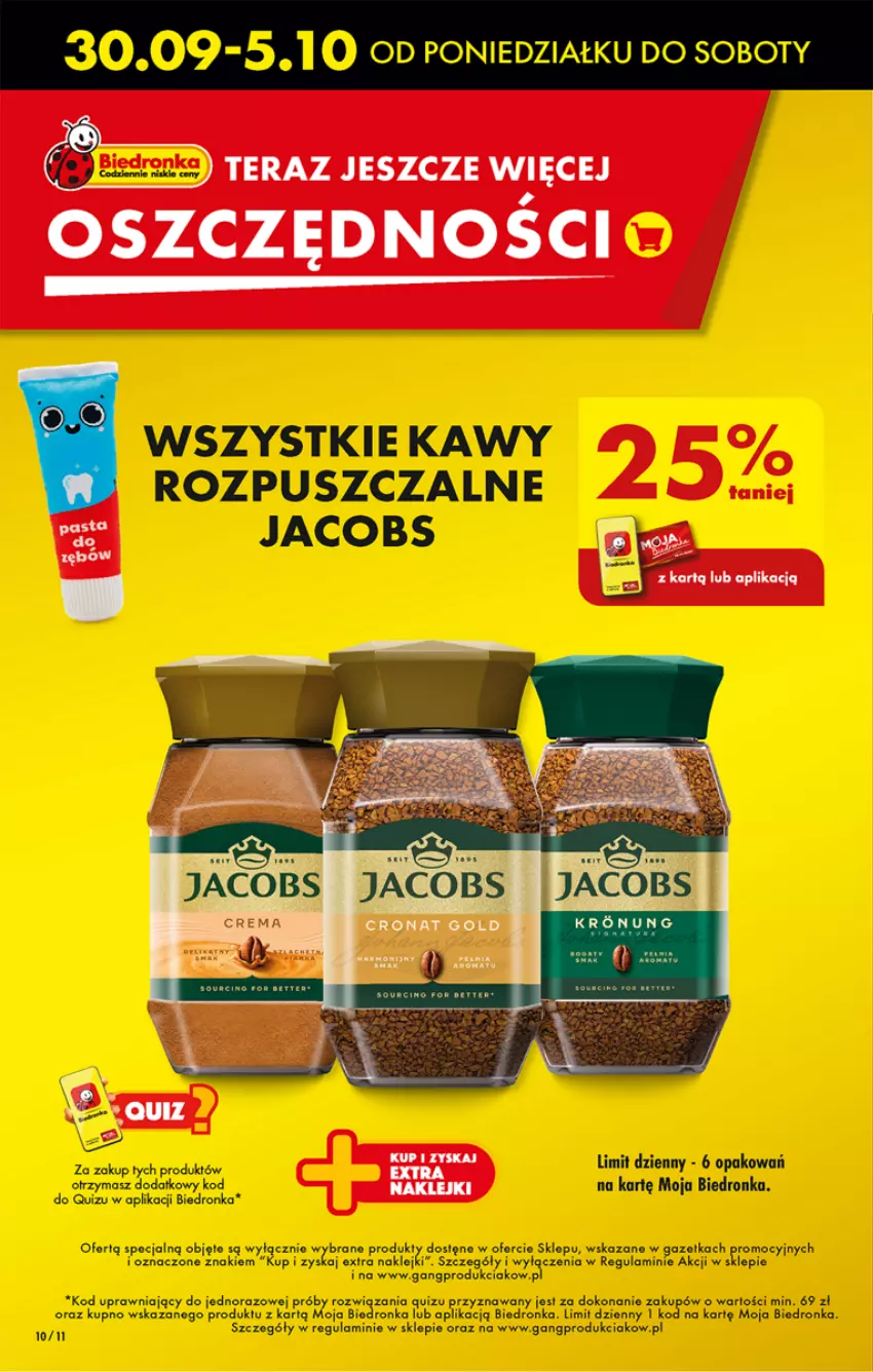 Gazetka promocyjna Biedronka - Od Poniedziałku - ważna 30.09 do 05.10.2024 - strona 10 - produkty: Jacobs, Klej, Quiz, Tera