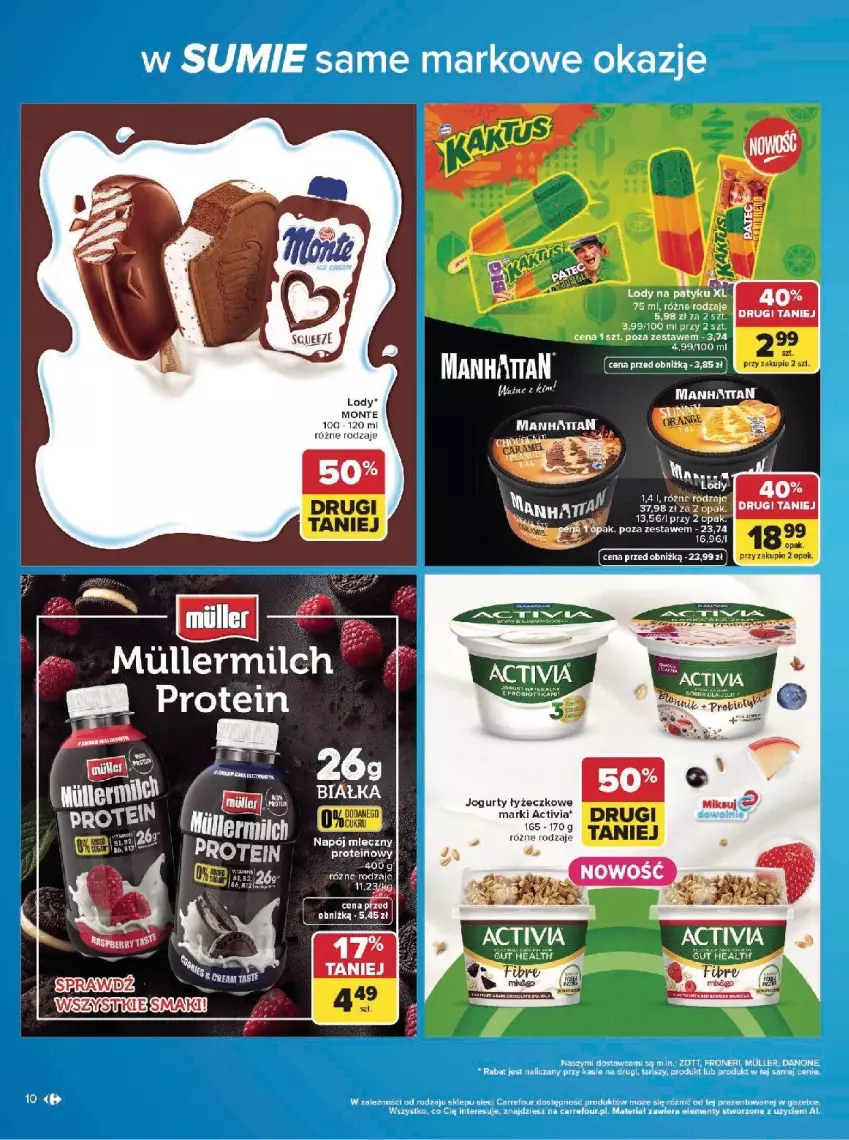 Gazetka promocyjna Carrefour - Gazetka w SUMIE same markowe okazje - ważna 08.06 do 20.06.2026 - strona 10 - produkty: Activia, EPEE, Lody, Monte, Napój, Pur, Rama, Robot