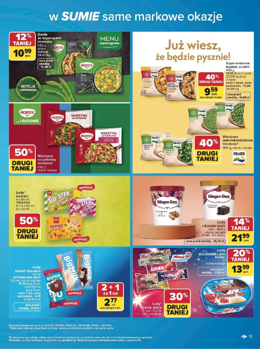 Gazetka promocyjna Carrefour - Gazetka w SUMIE same markowe okazje - ważna 08.06 do 20.06.2026 - strona 13 - produkty: Brit, Fa, Haribo, Kawa, Lody, Warzywa, Zupa