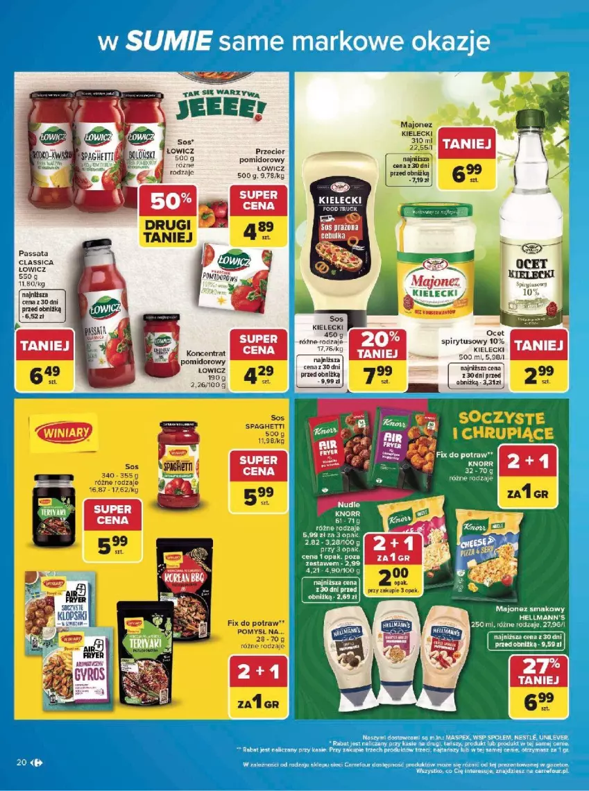 Gazetka promocyjna Carrefour - Gazetka w SUMIE same markowe okazje - ważna 08.06 do 20.06.2026 - strona 20 - produkty: Fa, Gyros, Majonez, Ocet, Sos, Spaghetti