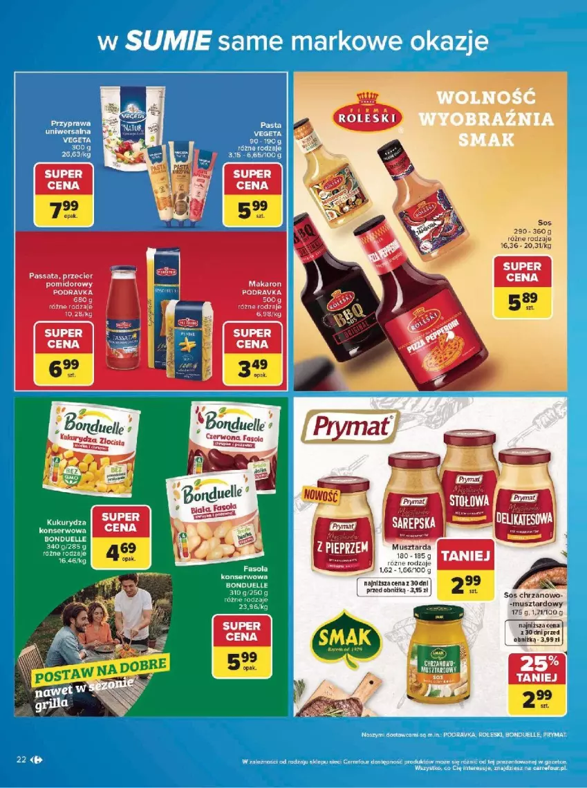 Gazetka promocyjna Carrefour - Gazetka w SUMIE same markowe okazje - ważna 08.06 do 20.06.2026 - strona 22 - produkty: Bonduelle, Chrzan, Fa, Fasola, Makaron, Mus, Pieprz, Podravka, Ser, Sos, Vegeta