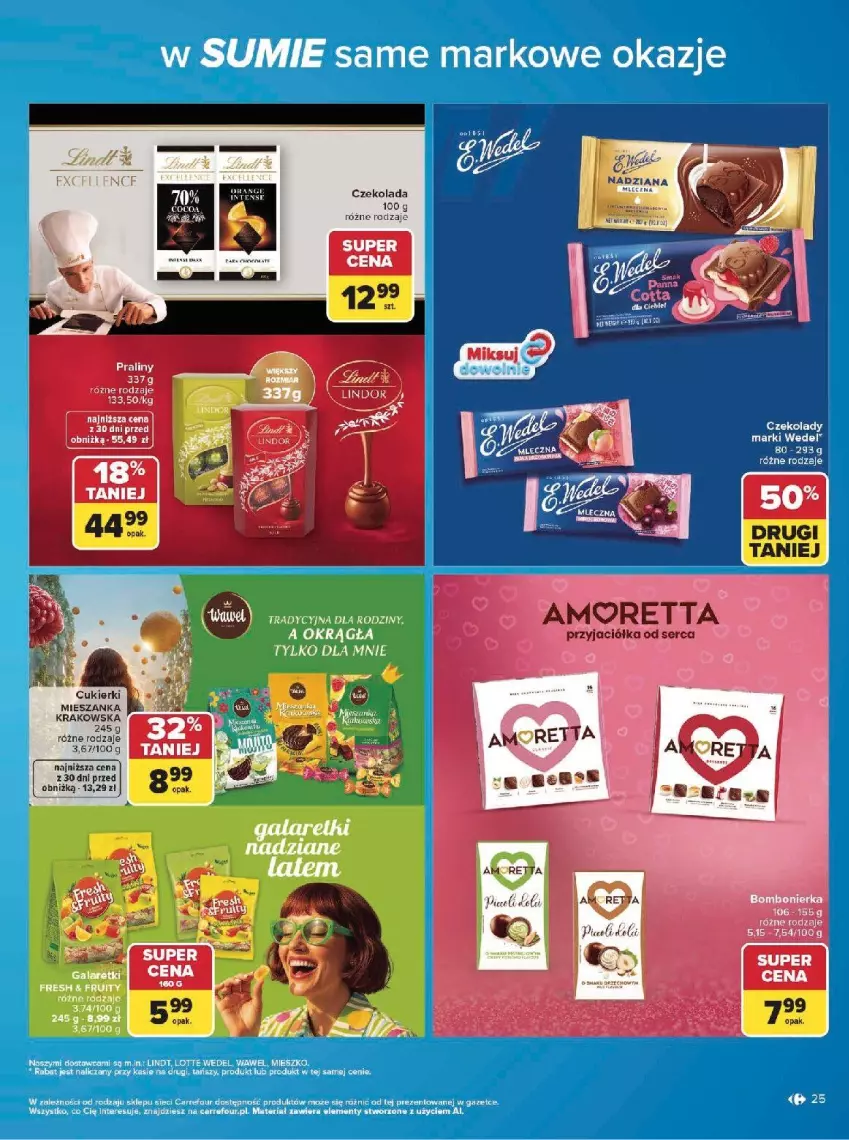 Gazetka promocyjna Carrefour - Gazetka w SUMIE same markowe okazje - ważna 08.06 do 20.06.2026 - strona 25 - produkty: Cukier, Cukierki, Czekolada, EPEE, Fa, Lindor, Praliny