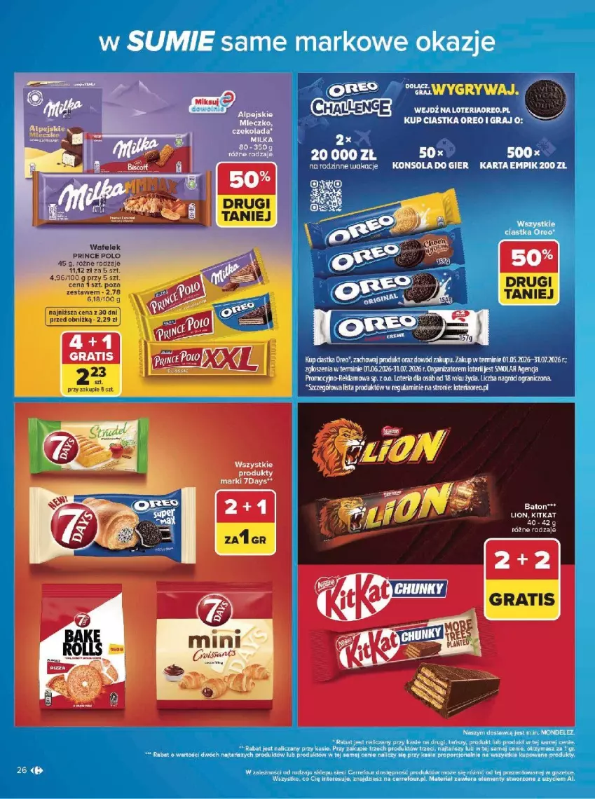 Gazetka promocyjna Carrefour - Gazetka w SUMIE same markowe okazje - ważna 08.06 do 20.06.2026 - strona 26 - produkty: Baton, Lion, Prince Polo, Wafelek