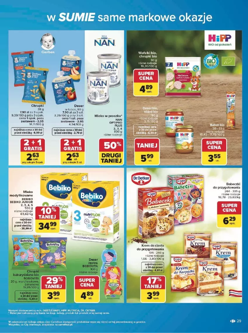 Gazetka promocyjna Carrefour - Gazetka w SUMIE same markowe okazje - ważna 08.06 do 20.06.2026 - strona 29 - produkty: Babeczki, Baton, Bebiko, Deser, Mleko, Mleko w proszku, Por, Ser
