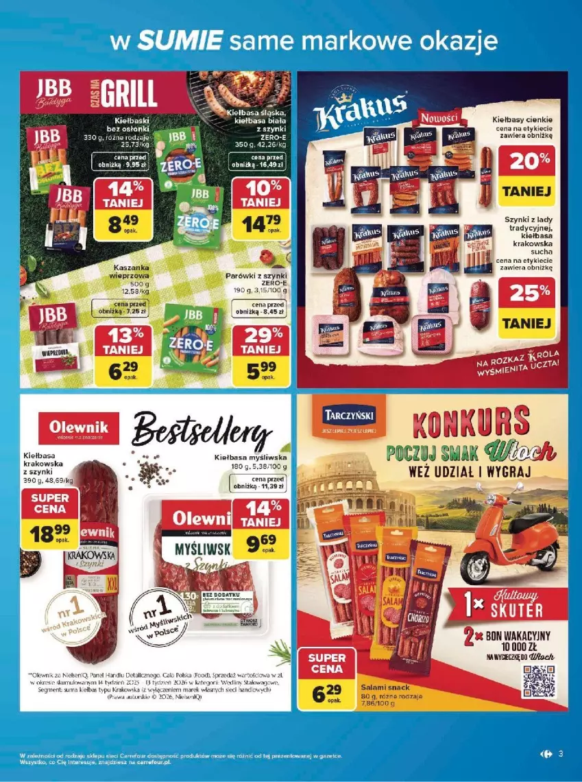 Gazetka promocyjna Carrefour - Gazetka w SUMIE same markowe okazje - ważna 08.06 do 20.06.2026 - strona 3 - produkty: Fa, Gra, Kiełbasa, Kiełbasa biała, Olewnik, Parówki, Parówki z szynki