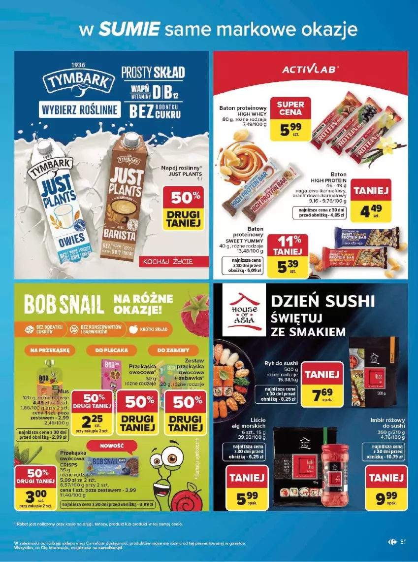 Gazetka promocyjna Carrefour - Gazetka w SUMIE same markowe okazje - ważna 08.06 do 20.06.2026 - strona 31 - produkty: Baton, Fa, K2, Koc, Napój, Ryż, Ryż do sushi, Sushi, Zabawka