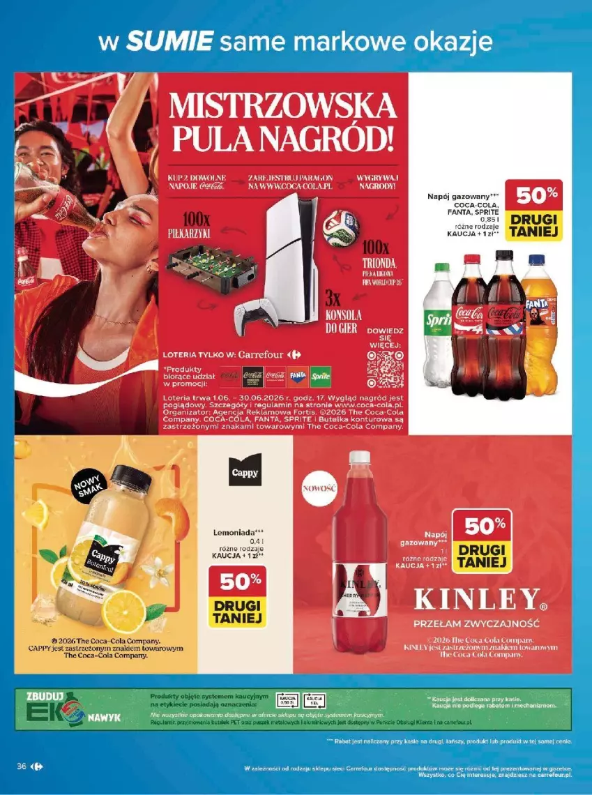 Gazetka promocyjna Carrefour - Gazetka w SUMIE same markowe okazje - ważna 08.06 do 20.06.2026 - strona 36 - produkty: Coca-Cola, Fa, Fanta, Lemoniada, Napój, Napój gazowany, Sprite
