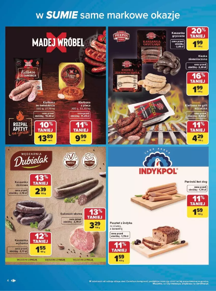Gazetka promocyjna Carrefour - Gazetka w SUMIE same markowe okazje - ważna 08.06 do 20.06.2026 - strona 4 - produkty: BIC, Fa, Gry, Hot dog, Kasza, Kaszanka, Kiełbasa, Parówki, Parówki hot dog, Pasztet, Pasztet z indyka