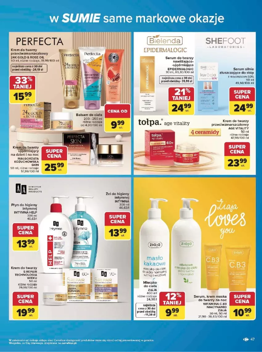 Gazetka promocyjna Carrefour - Gazetka w SUMIE same markowe okazje - ważna 08.06 do 20.06.2026 - strona 47 - produkty: Balsam do ciała, Fa, Frosta, Krem do twarzy, LG, Mars, Maska, Mecze, Miecz, Mleczko, Perfecta, Rum, Ser, Serum, Serum do twarzy, Ziaja