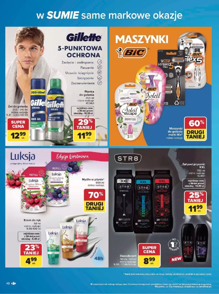 Gazetka promocyjna Carrefour - Gazetka w SUMIE same markowe okazje - ważna 08.06 do 20.06.2026 - strona 48 - produkty: Krem do rąk, LG, Luksja, Pianka do golenia, Piec